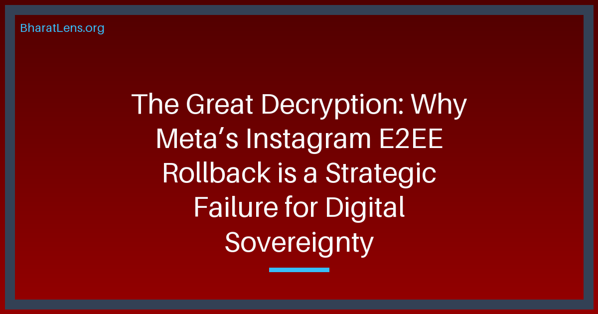 The Great Decryption: Why Meta’s Instagram E2EE Rollback is a Strategic Failure for Digital Sovereignty