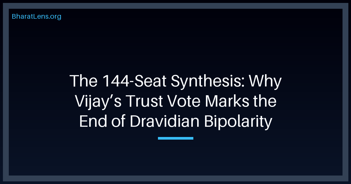 The 144-Seat Synthesis: Why Vijay’s Trust Vote Marks the End of Dravidian Bipolarity