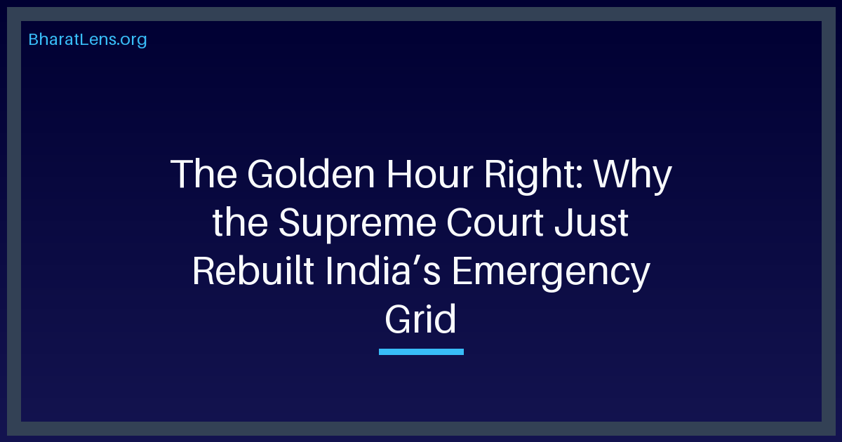 The Golden Hour Right: Why the Supreme Court Just Rebuilt India’s Emergency Grid