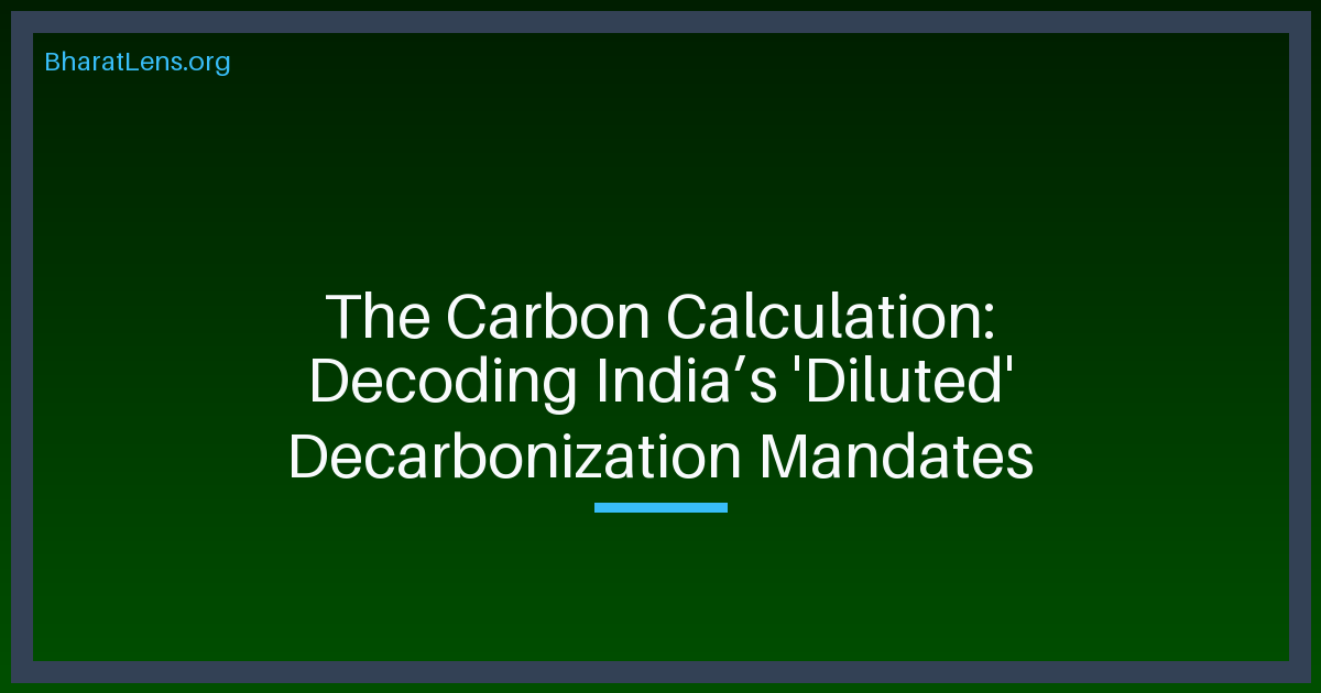The Carbon Calculation: Decoding India’s 'Diluted' Decarbonization Mandates