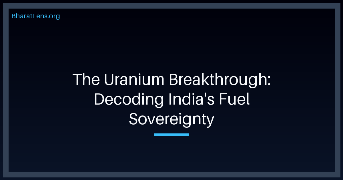 The Uranium Breakthrough: Decoding India's Fuel Sovereignty