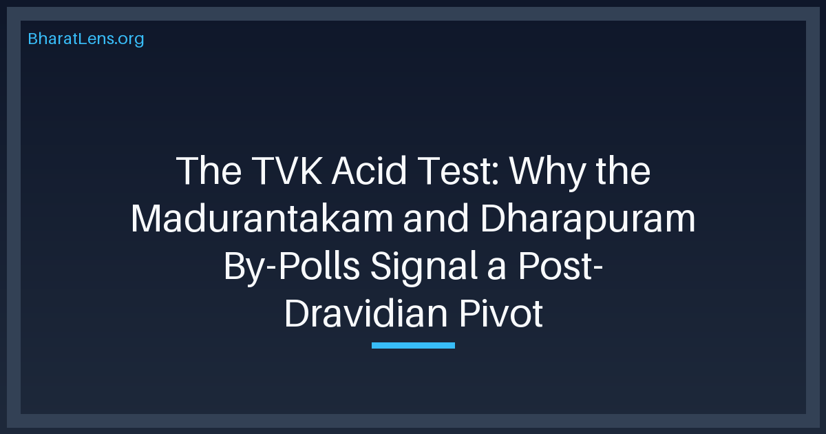The TVK Acid Test: Why the Madurantakam and Dharapuram By-Polls Signal a Post-Dravidian Pivot