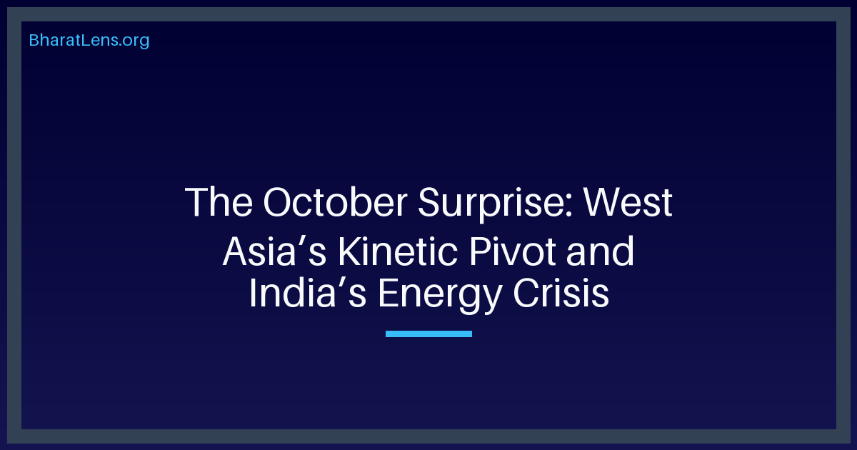 The October Surprise: West Asia’s Kinetic Pivot and India’s Energy Crisis