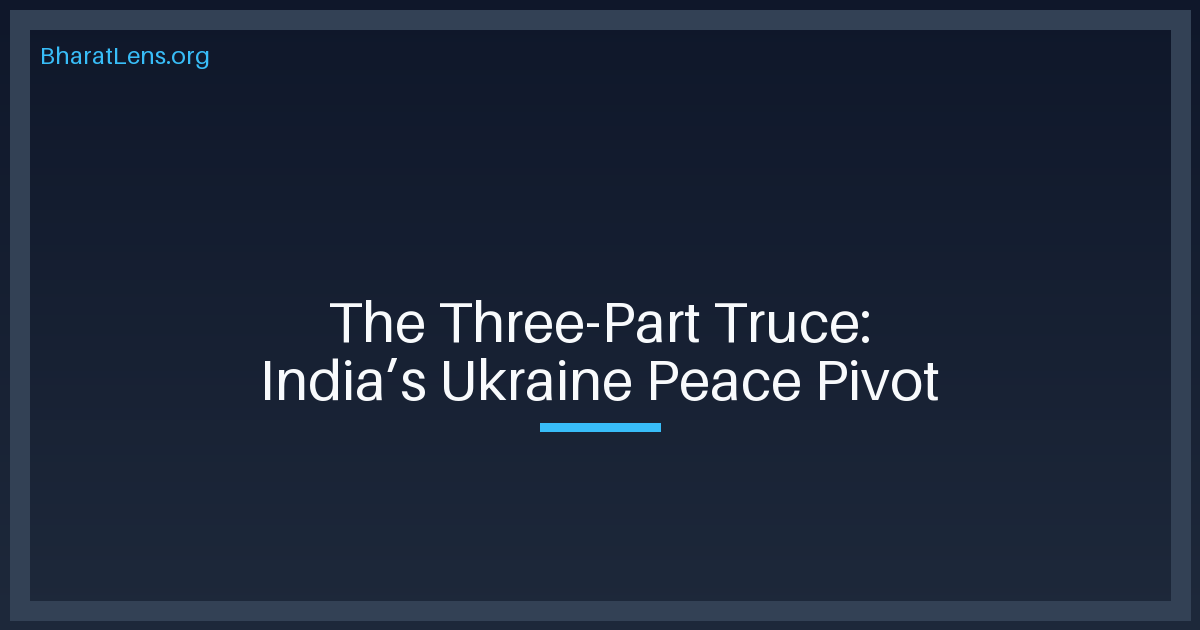 The Three-Part Truce: Why India’s Ukraine Peace Pivot is a Strategic Strike on Global Supply Chains