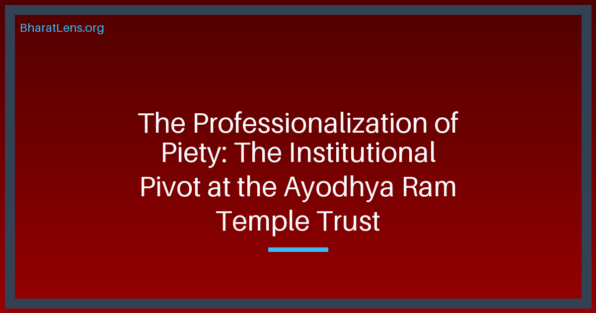 The Professionalization of Piety: The Institutional Pivot at the Ayodhya Ram Temple Trust