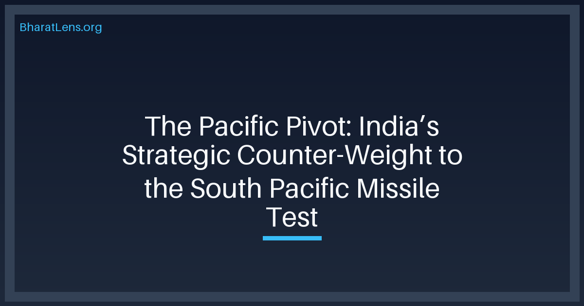 The Pacific Pivot: India’s Strategic Counter-Weight to the South Pacific Missile Test