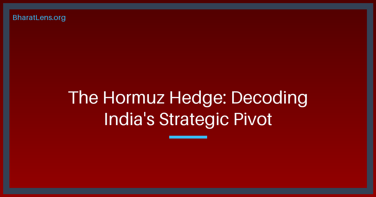 The Hormuz Hedge: Decoding India's Strategic Pivot