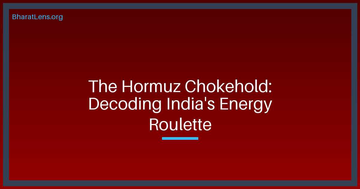The Hormuz Chokehold: Decoding India’s Energy Roulette
