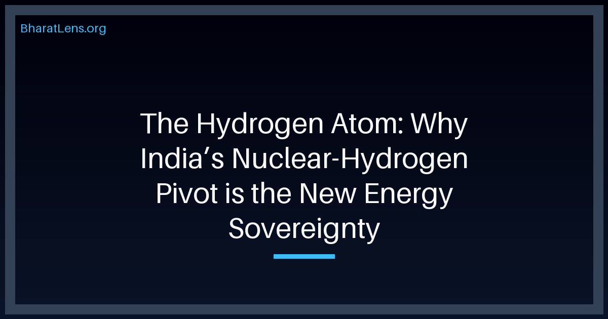 The Hydrogen Atom: Why India’s Nuclear-Hydrogen Pivot is the New Energy Sovereignty