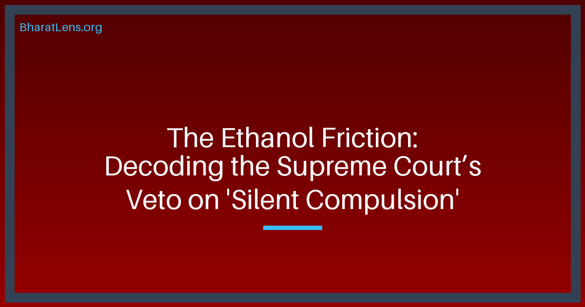 The Ethanol Friction: Decoding the Supreme Court’s Veto on 'Silent Compulsion'