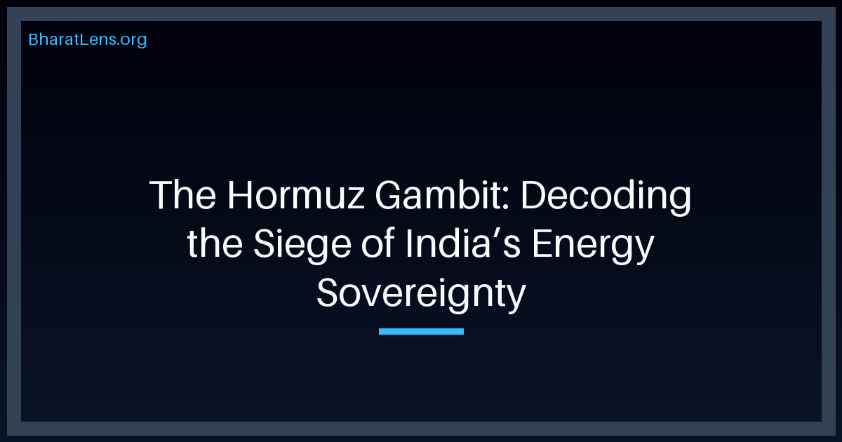 The Hormuz Gambit: Decoding the Siege of India’s Energy Sovereignty