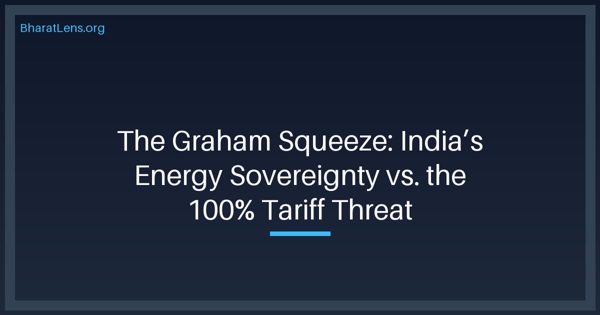 The Graham Squeeze: India’s Energy Sovereignty vs. the 100% Tariff Threat
