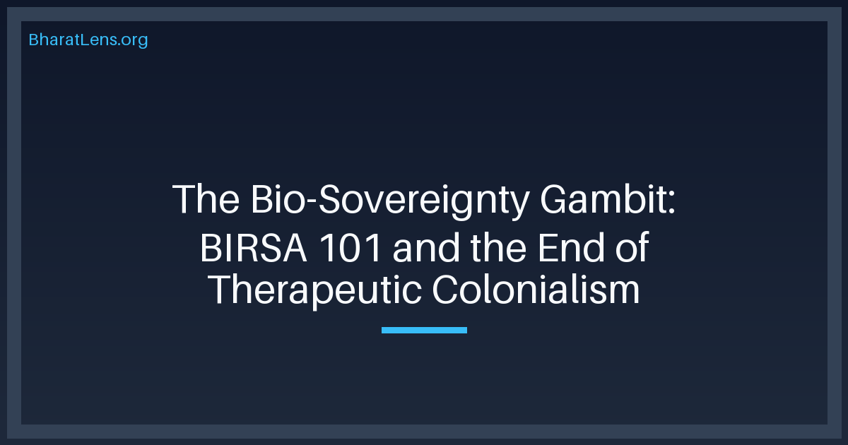 The Bio-Sovereignty Gambit: BIRSA 101 and the End of Therapeutic Colonialism
